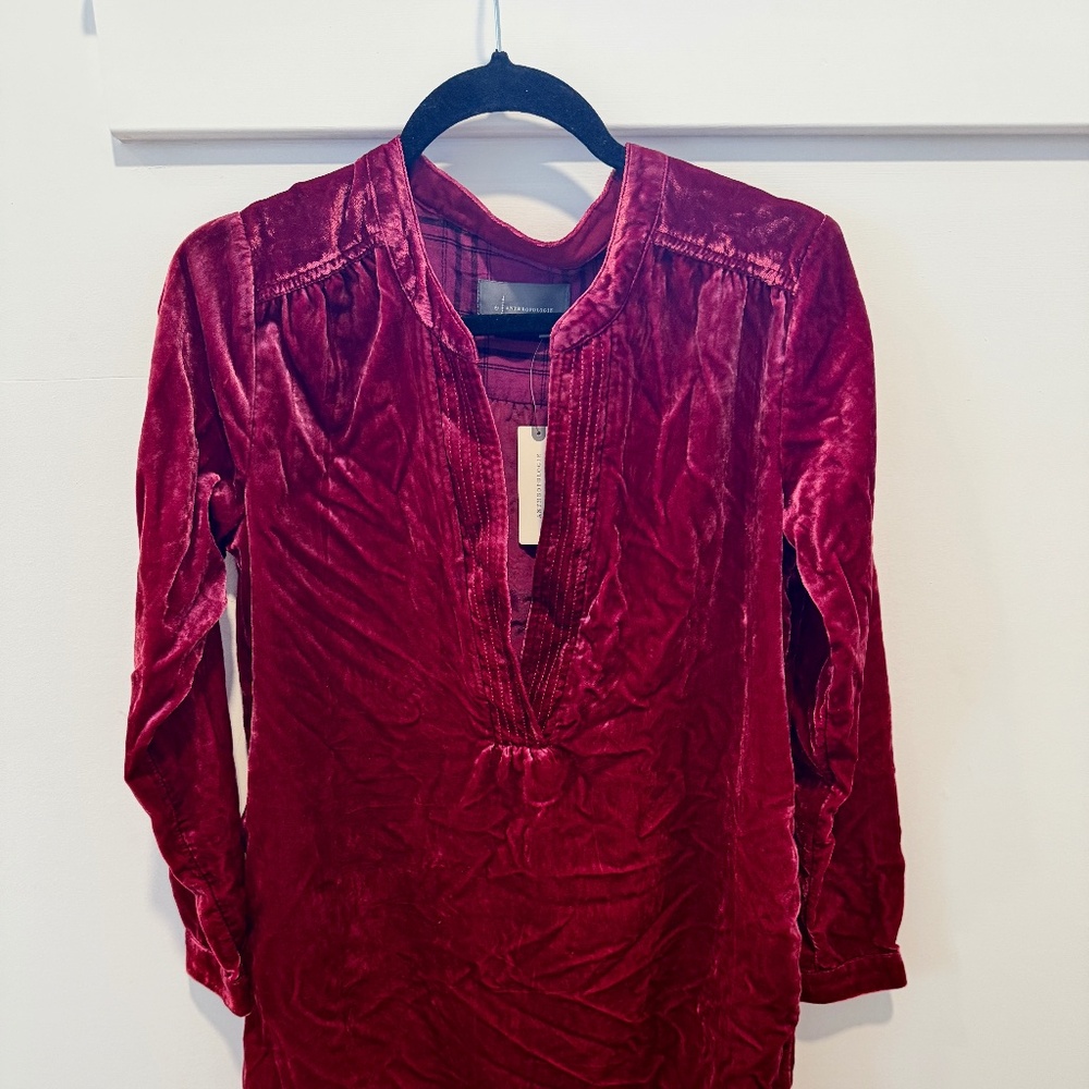 Anthropologie short velour tunic dress NWT